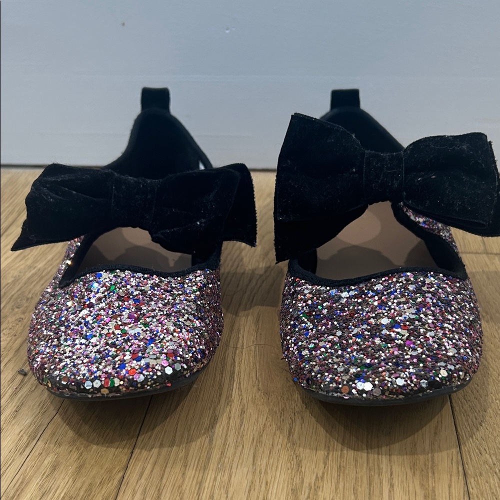 Old Navy Multicolor Glitter Kids Dress Shoes with Black Velvet Bow
